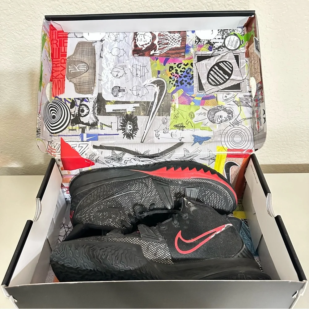 Nike Kyrie 7 Black Red Air Zoom Turbo Basketball Shoes Men’s Size 10 CQ9326-001 - Picture 8 of 11